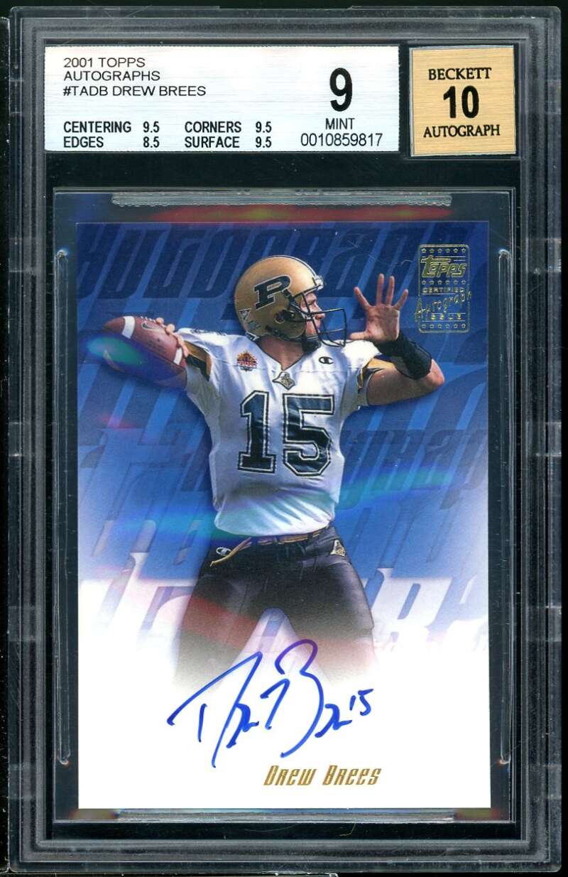 Drew Brees Rookie Card 2001 Topps Autographs #TA-DB BGS 9 (9.5 9.5 8.5 9.5) Image 1