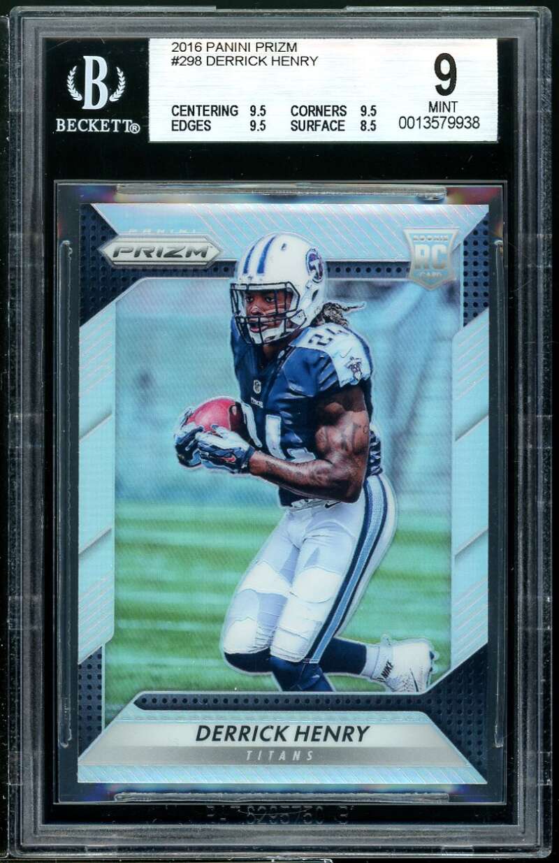 Derrick Henry Rookie Card 2016 Panini Prizm #298 BGS 9 (9.5 9.5 9.5 8.5) Image 1