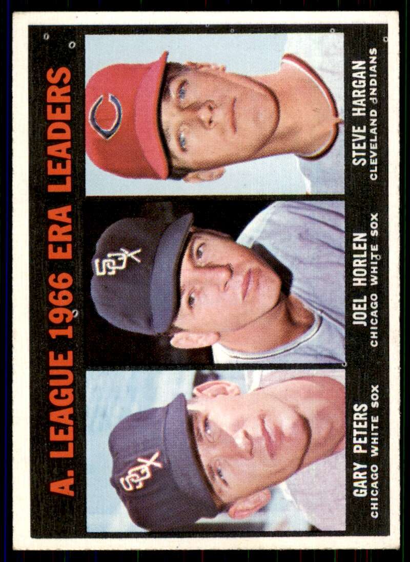 Gary Peters/Joel Horlen/Steve Hargan Card 1967 Topps ERA Leaders #233 Image 1