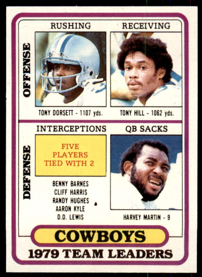 Tony Dorsett/Tony Hill/Harvey Martin Cowboys Team Leader 1980 Topps #113 Image 1