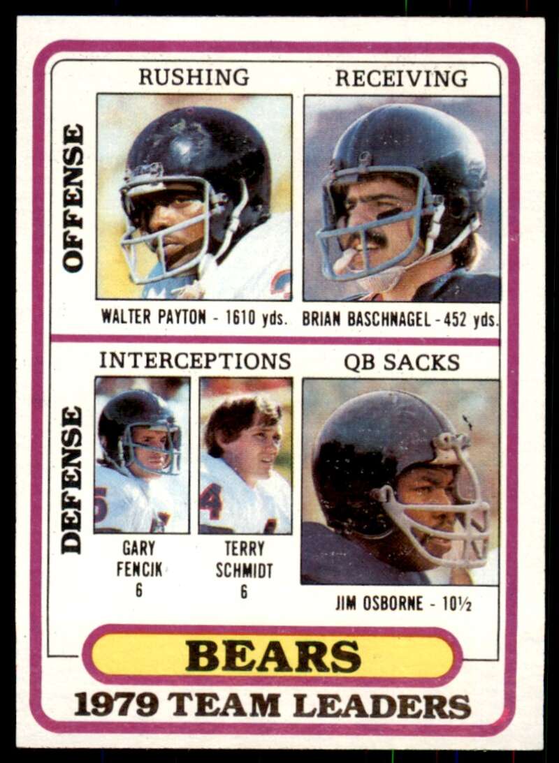 Walter Payton/Baschnagel/Fencik/Schmidt/Osborne Bears Team Card 1980 Topps #226 Image 1