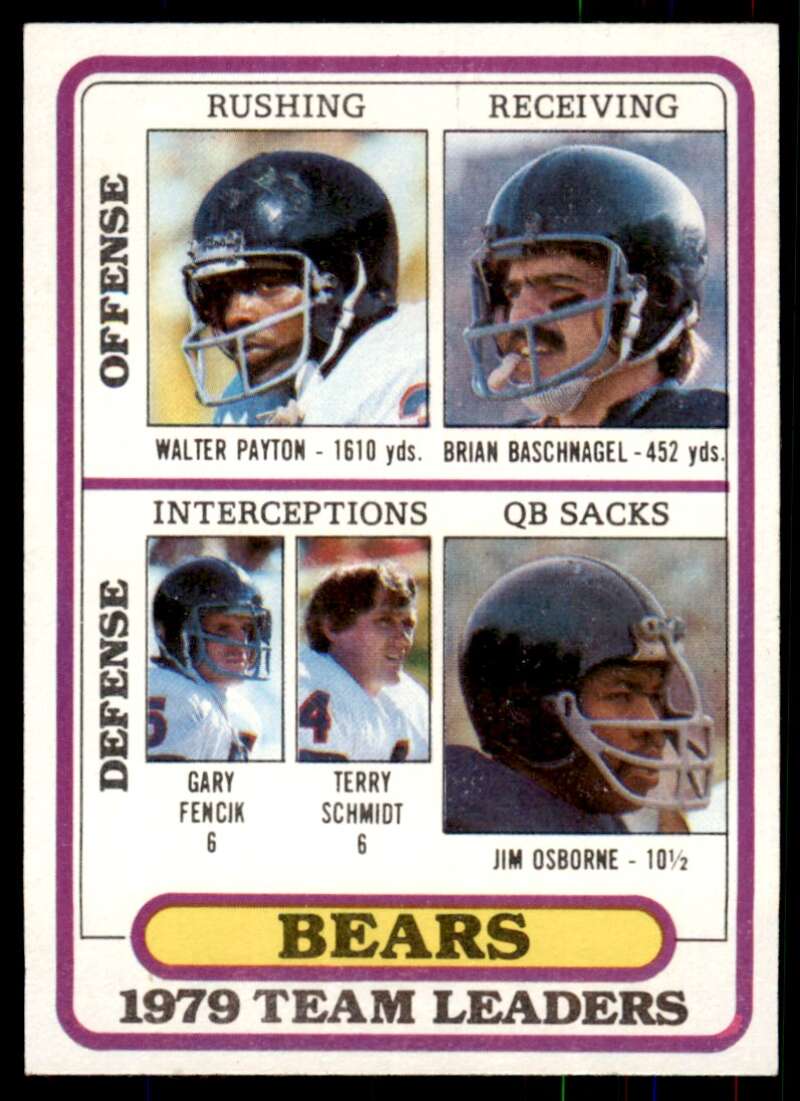 Walter Payton/Baschnagel/Fencik/Schmidt/Osborne Bears Team Card 1980 Topps #226 Image 1