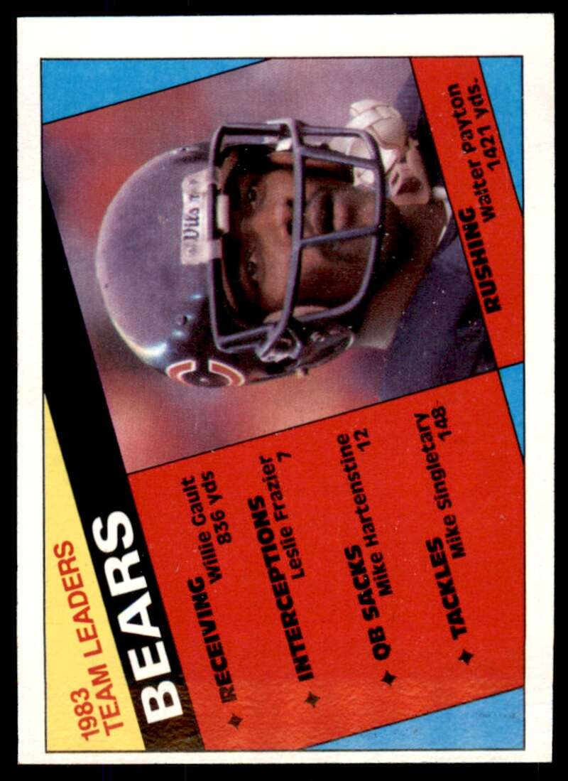 Chicago Bears Team Card 1984 Topps w/Walter Payton #221 Image 1