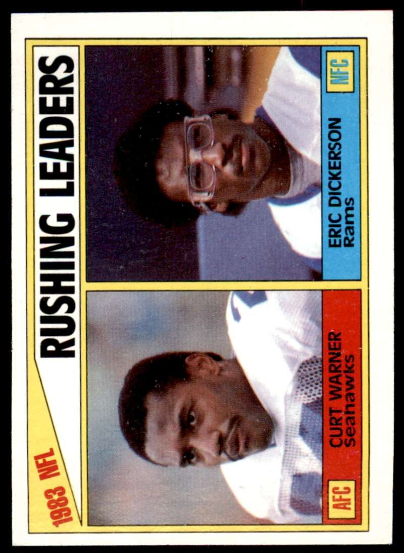Rushing Leaders - Curt Warner/Eric Dickerson Rookie Card 1984 Topps #204 Image 1