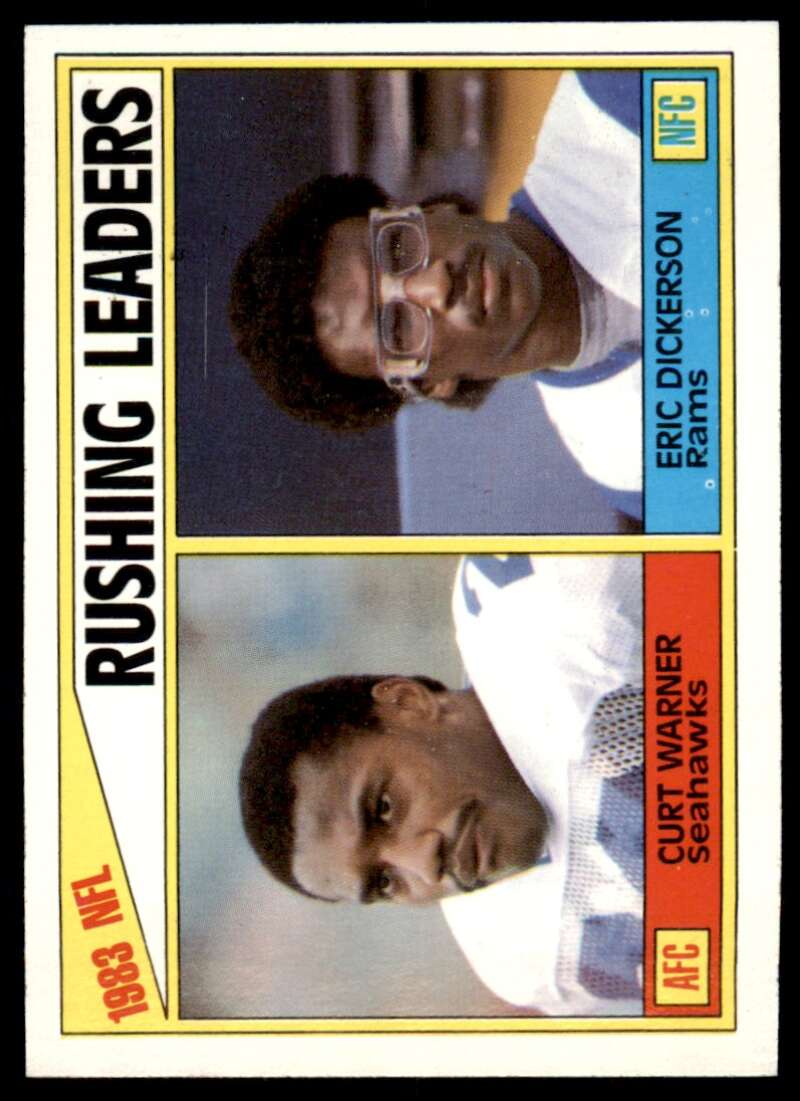 Rushing Leaders - Curt Warner/Eric Dickerson Rookie Card 1984 Topps #204 Image 1