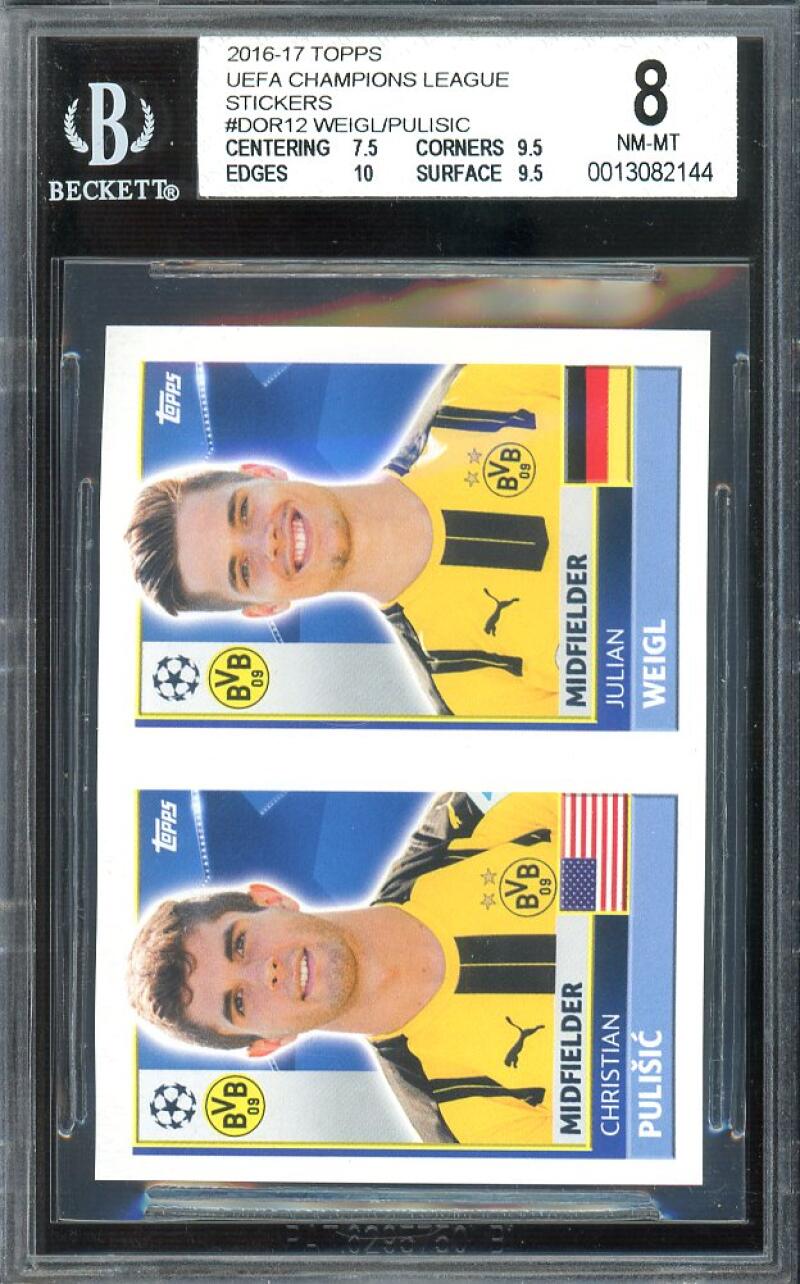 Christian Pulisic/ Weigl RC 2016-17 Topps UEFA Champions League Stickers #DOR12 BGS 8 Image 1