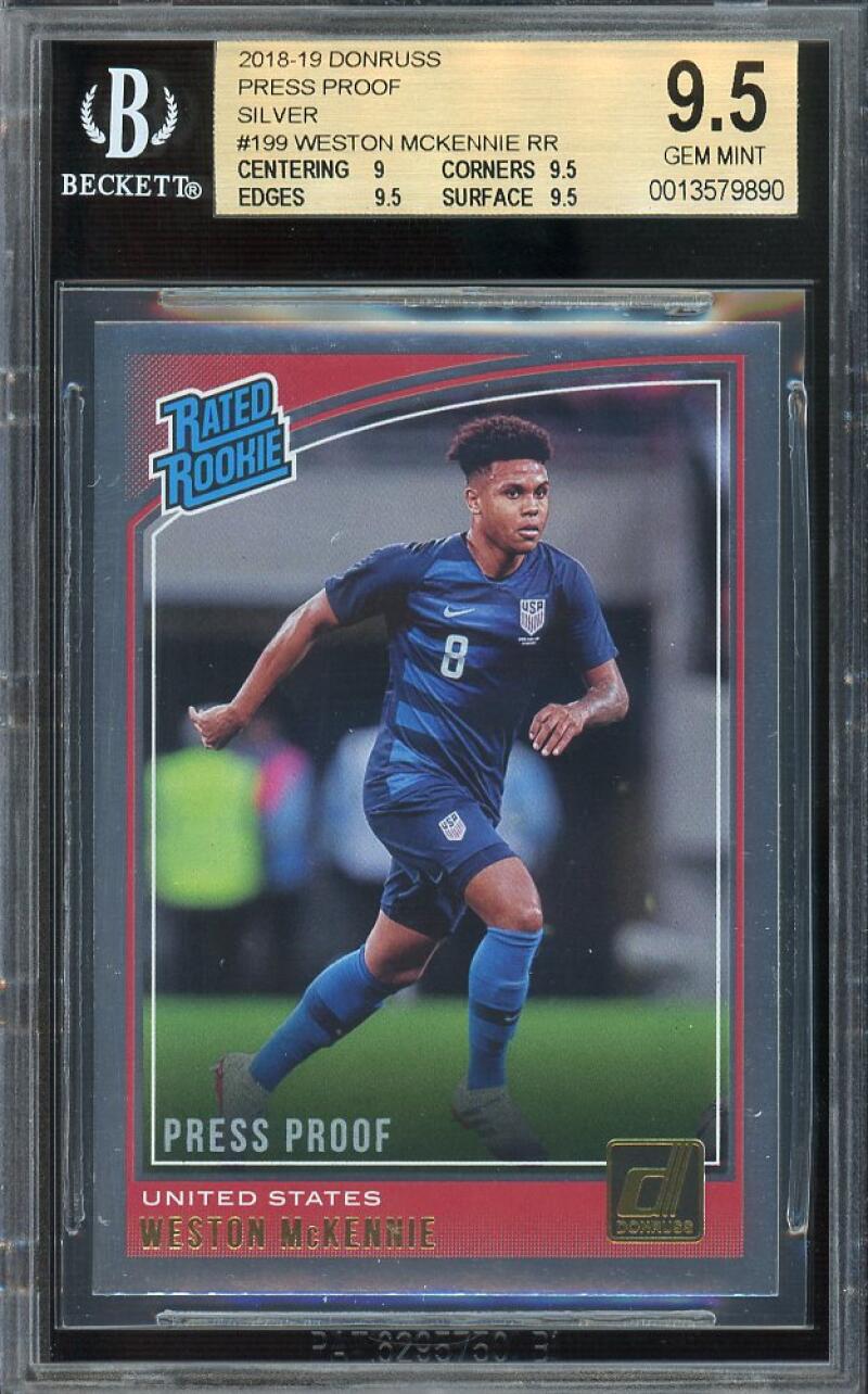 Weston MCKENNIE RC 2018-19 Donruss Press Proof Silver  #199 BGS 9.5 Image 1