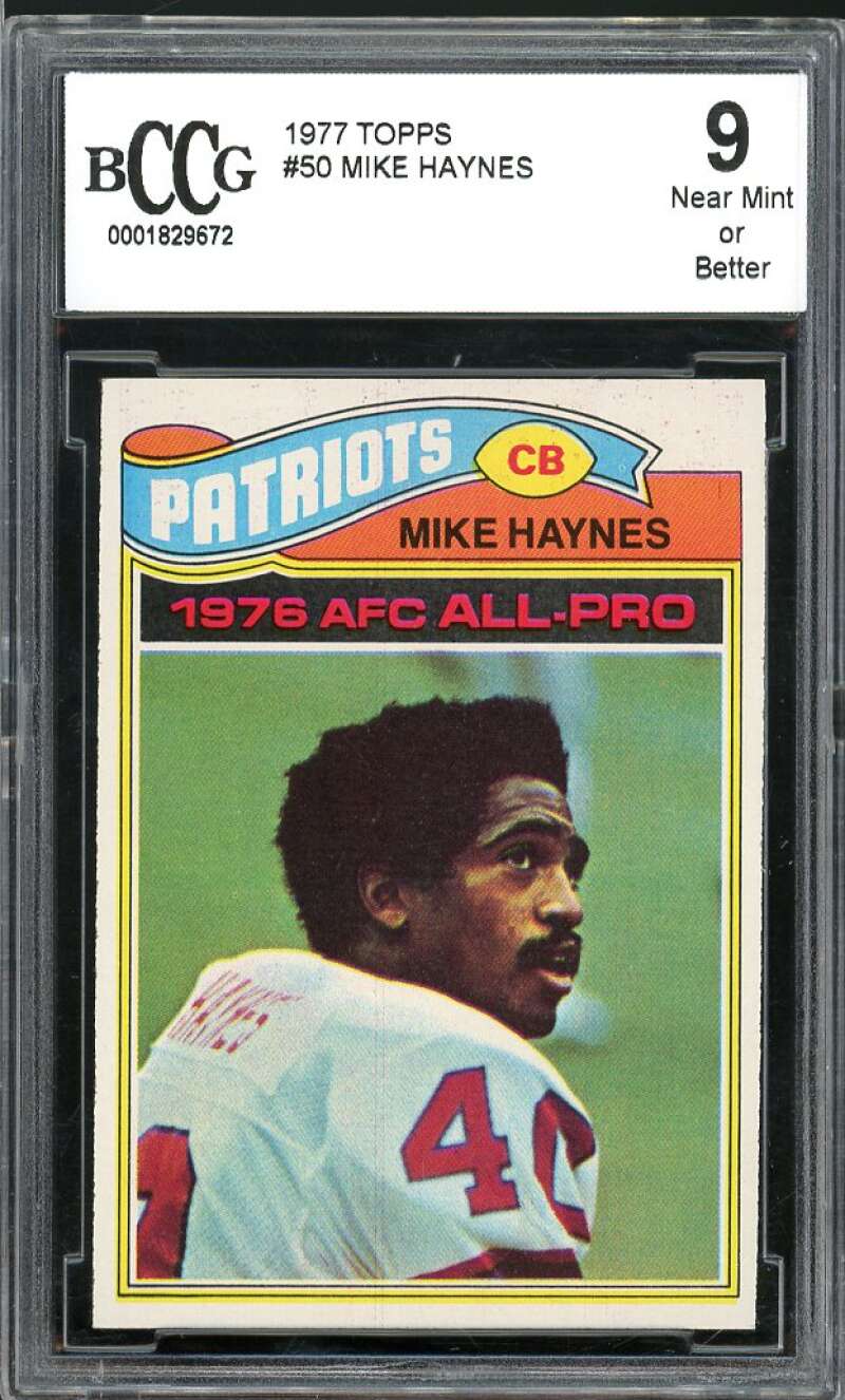 1977 Topps #50 Mike Haynes Rookie Card BGS BCCG 9 Near Mint+ Image 1