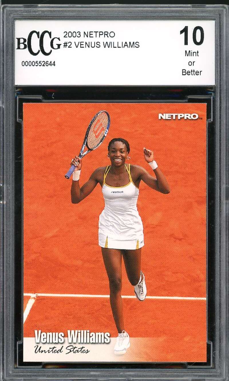 2003 Netpro #2 Venus Williams Tennis Rookie Card BGS BCCG 10 Mint+ Image 1