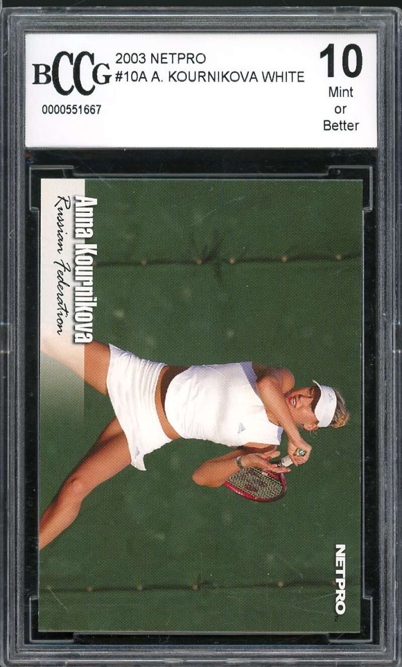2003 Netpro #10 Anna Kournikova Tennis Rookie Card BGS BCCG 10 Mint+ Image 1