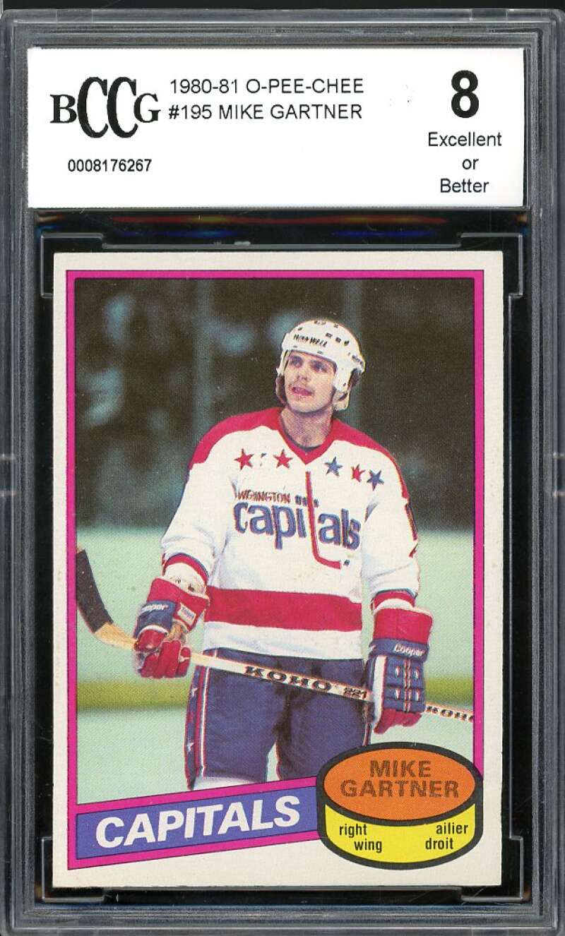 1980-81 O-Pee-Chee #195 Mike Gartner Rookie Card BGS BCCG 8 Excellent+ Image 1