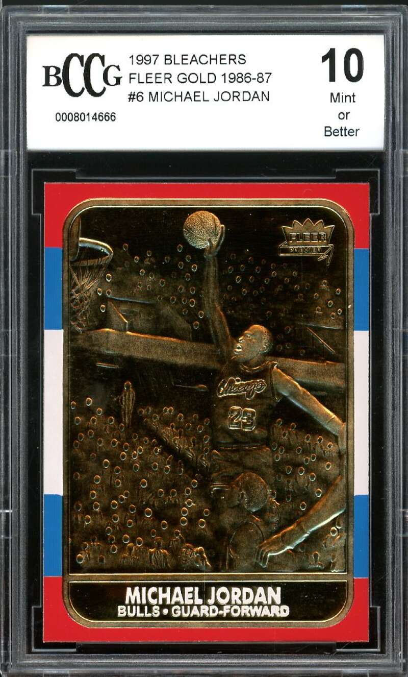 1997 Fleer Bleachers Fleer Gold 1986-87 #6 Michael Jordan Card BGS BCCG 10 Mint+ Image 1