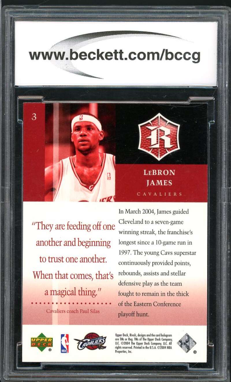 2004-05 Upper Deck Rivals Box Set #3 LeBron James Card BGS BCCG 10 Mint+ Image 2