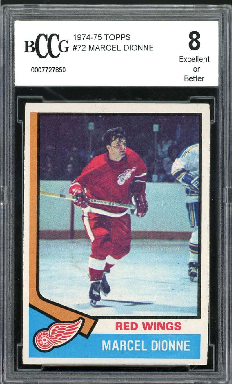 1974-75 Topps #72 Marcel Dionne Card BGS BCCG 8 Excellent+ Image 1
