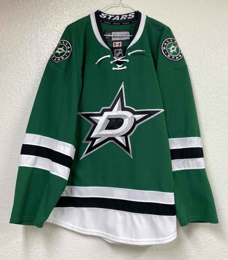 Dallas Stars Reebok Authentic Canadian Long Sleeve Green Stitch Game Jersey Men's 56 Image 1
