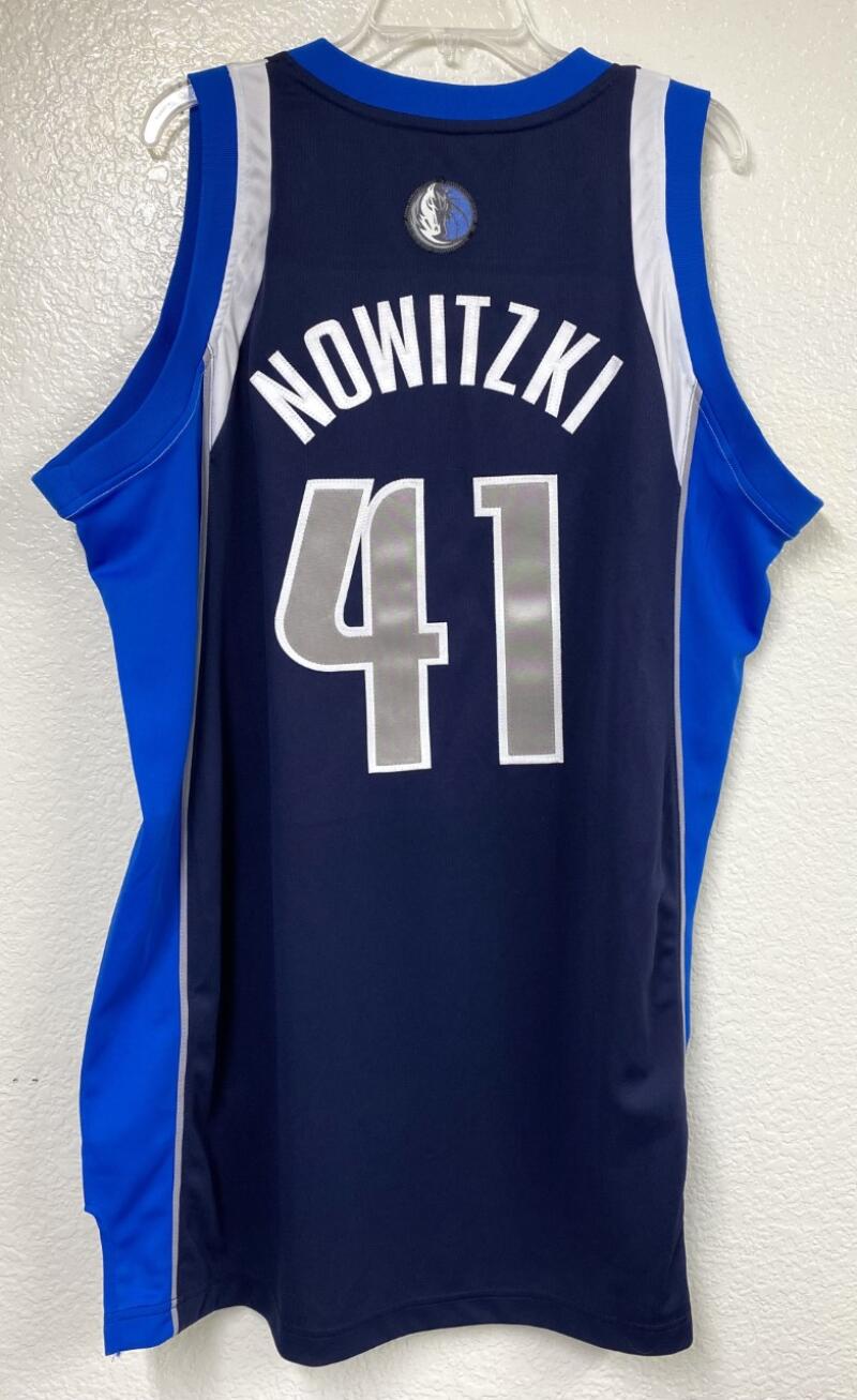 Dallas Mavericks Adidas Length + 2" Blue Stitch Dirk Nowitzki Men's Jersey XL Image 2