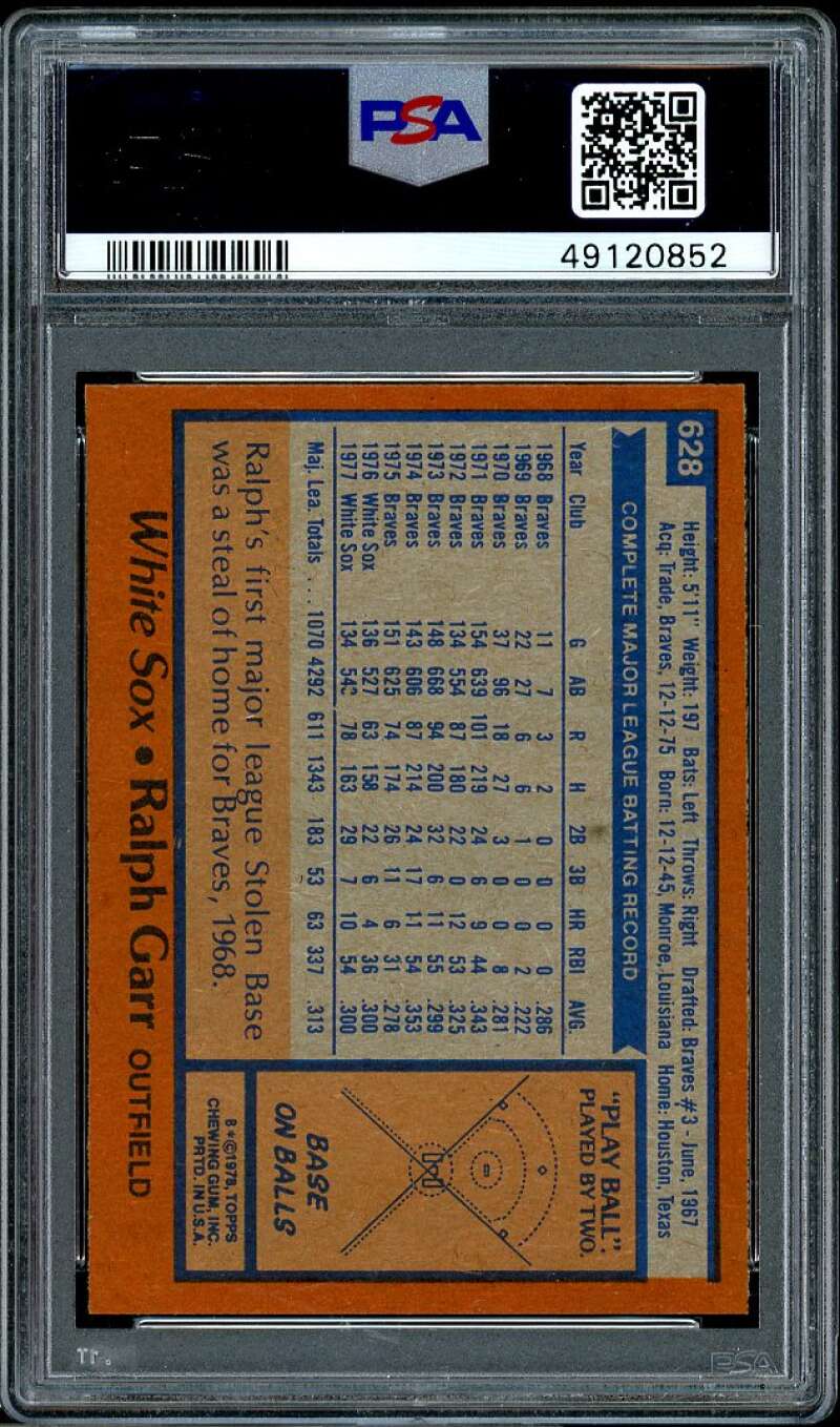 Ralph Garr Card 1978 Topps #628 PSA 3 Image 2