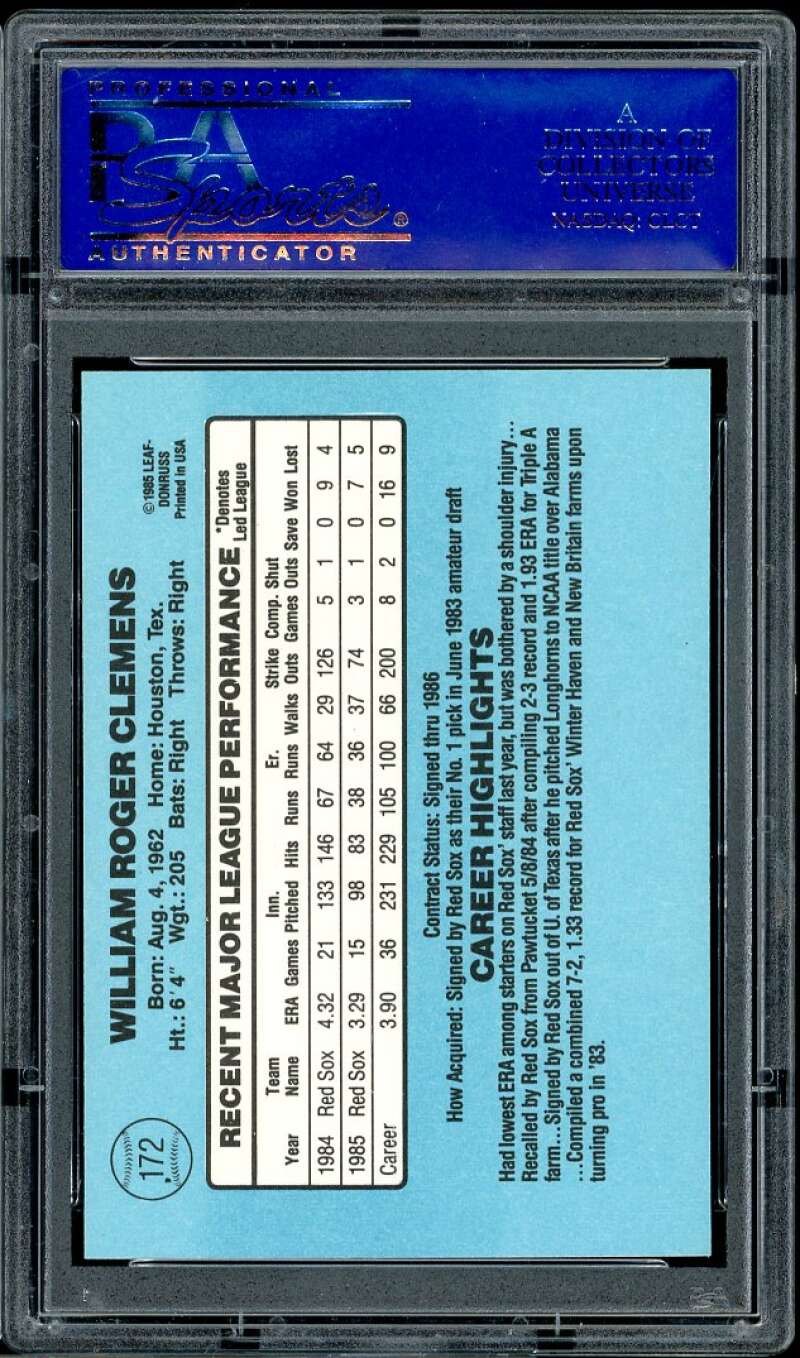 Roger Clemens Card 1986 Donruss #172 PSA 8 Image 2