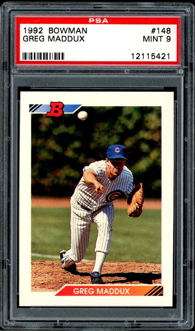 Greg Maddux Card 1992 Bowman #148 PSA 9 Image 1