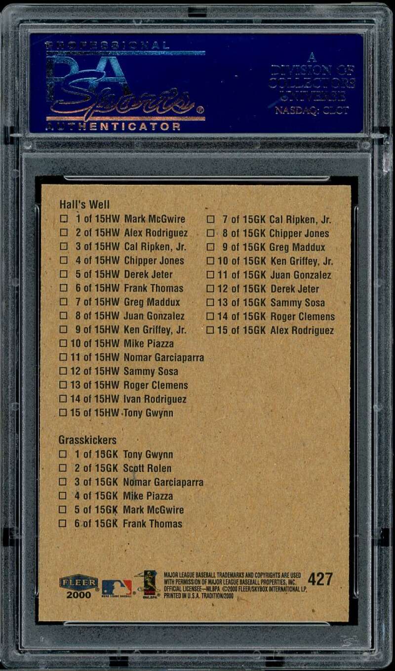Derek Jeter Checklist Card 2000 Fleer #427 PSA 10 Image 2