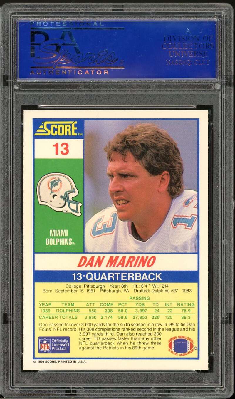 Dan Marino Card 1990 Score #13 PSA 7 Image 2