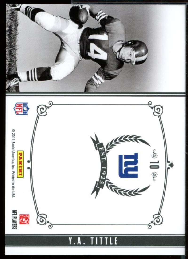 Y.A. Tittle 2010 Playoff National Treasures Timeline Player Name Jersey #10  Image 2