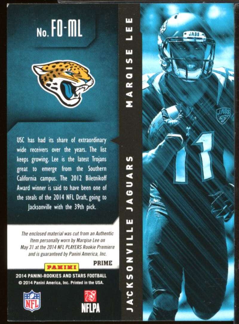 Marqise Lee Card 2014 Rookies and Stars Freshman Orientation Prime Jersey #FOML  Image 2
