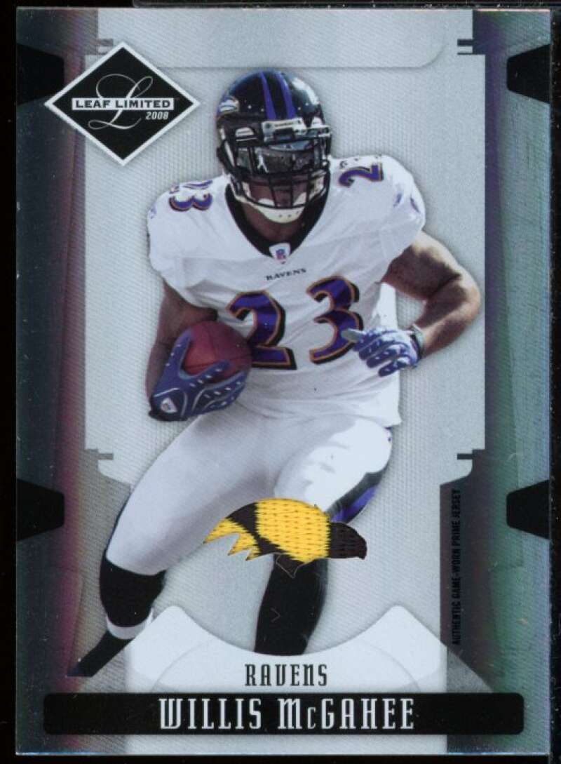 Willis McGahee Card 2008 Leaf Limited Threads Prime Team Logo Jersey #10  Image 1