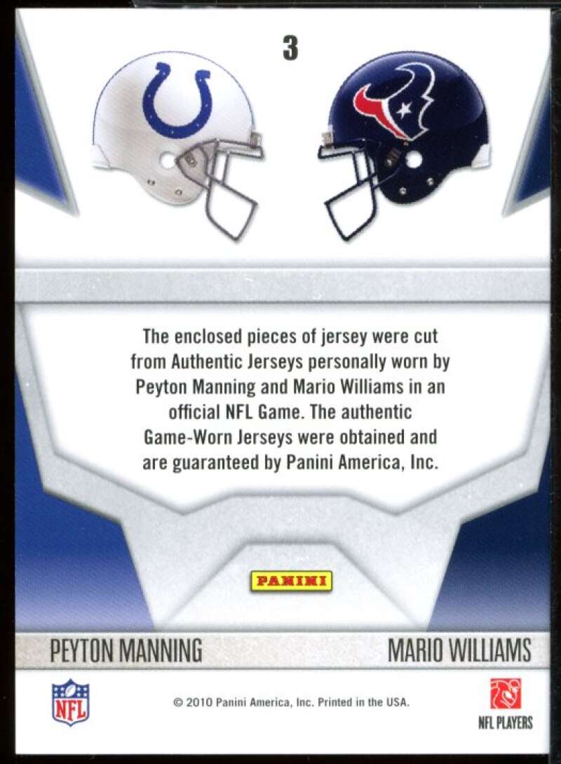 Peyton Manning Mario Williams 2010 Panini Gridiron Gear Crash Course Jerseys #3  Image 2