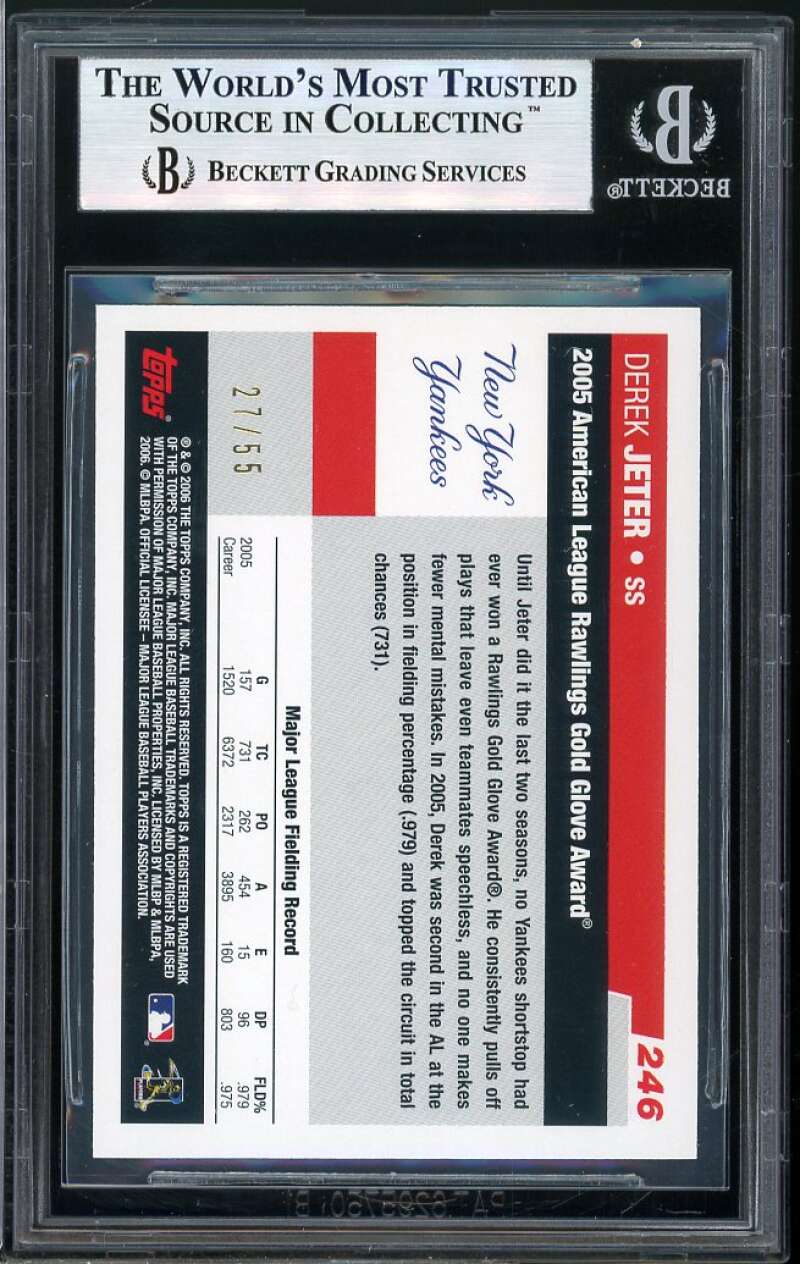 Derek Jeter Card 2006 Topps Black #246 (pop 2) BGS 9 Image 2
