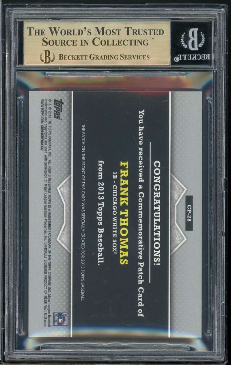 Frank Thomas Card 2013 Topps Commemorative Patch #CP-28 (pop 1) BGS 9.5 Image 2