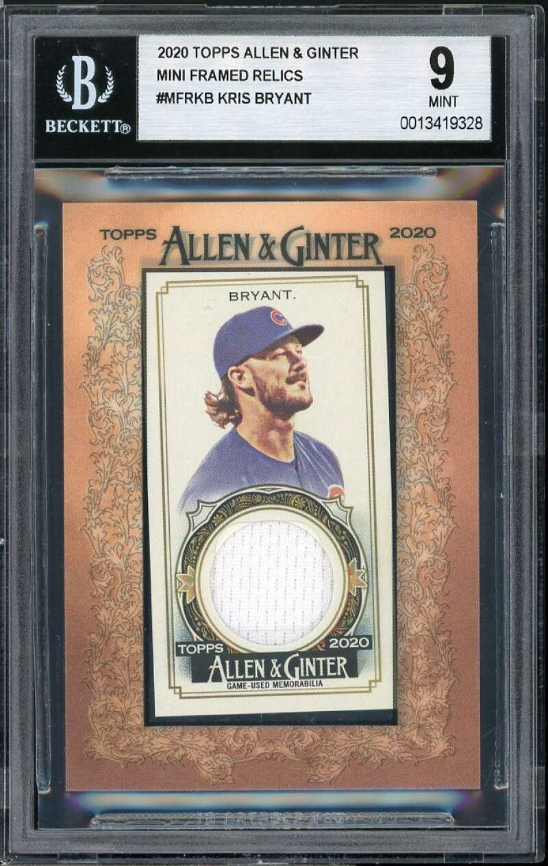 Kris Bryant Card 2020 Topps Allen Ginter Mini Framed Relics #MFRKB (pop 1) BGS 9 Image 1