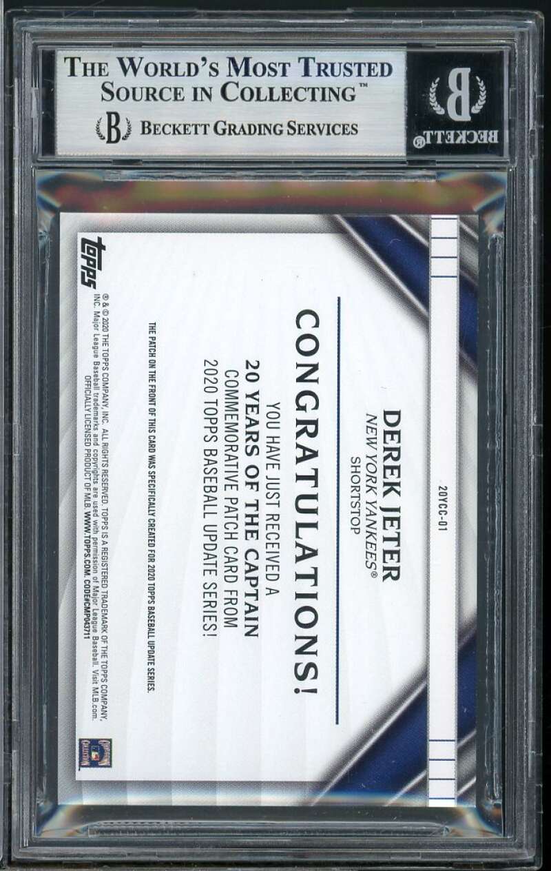 Derek Jeter Card 2020 Topps Update 20 Years Commemorative Patches #1 BGS 9 Image 2