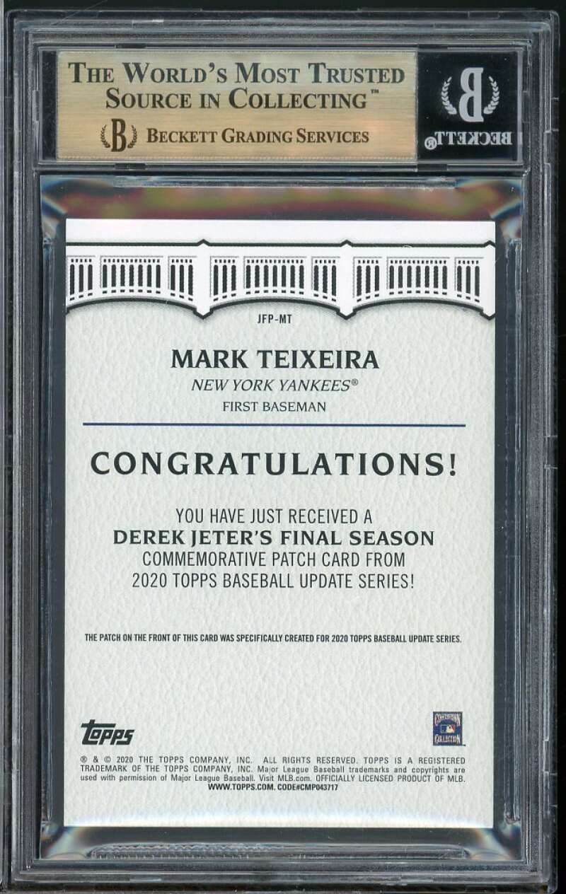 Mark Teixeira Card 2020 Topps Update Jeter's Final Season Patches #JFPMT BGS 9.5 Image 2