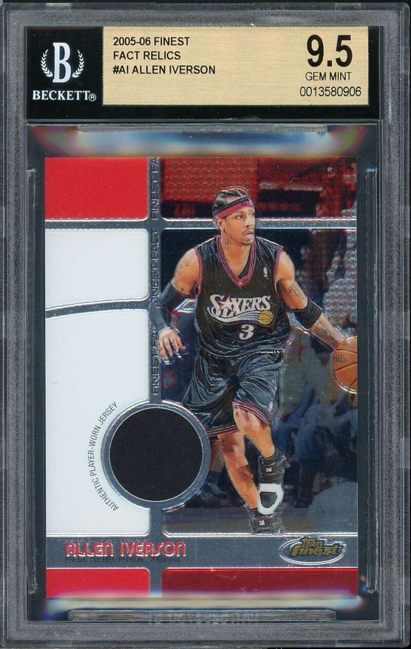 Allen Iverson Card 2005-06 Finest Fact Relics #AI (pop 2) BGS 9.5 Image 1