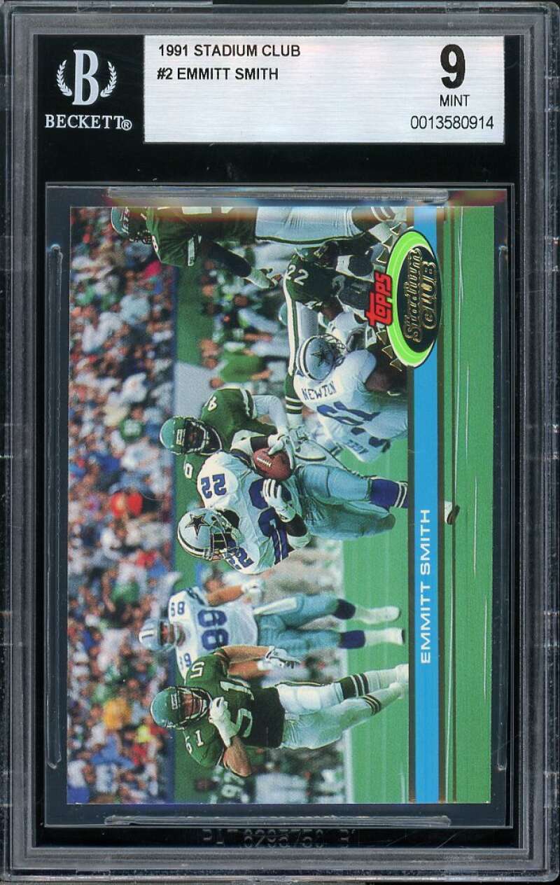 Emmitt Smith Card 1991 Stadium Club #2 BGS 9 Image 1