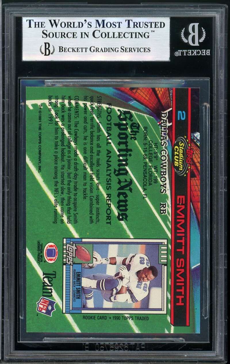 Emmitt Smith Card 1991 Stadium Club #2 BGS 9 Image 2