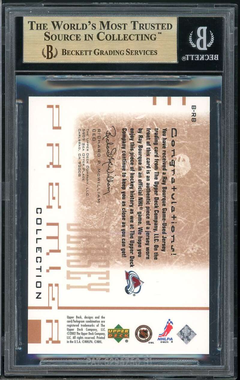 Ray Bourque 2001-02 UD Premier Collection Jerseys Black #BRB (pop 1) BGS 9.5 Image 2