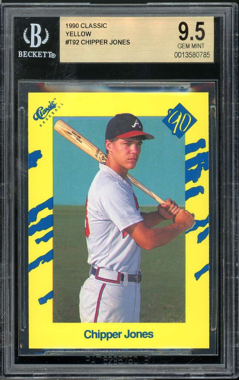 Chipper Jones Rookie Card 1990 Classic Yellow #T92 BGS 9.5 Image 1