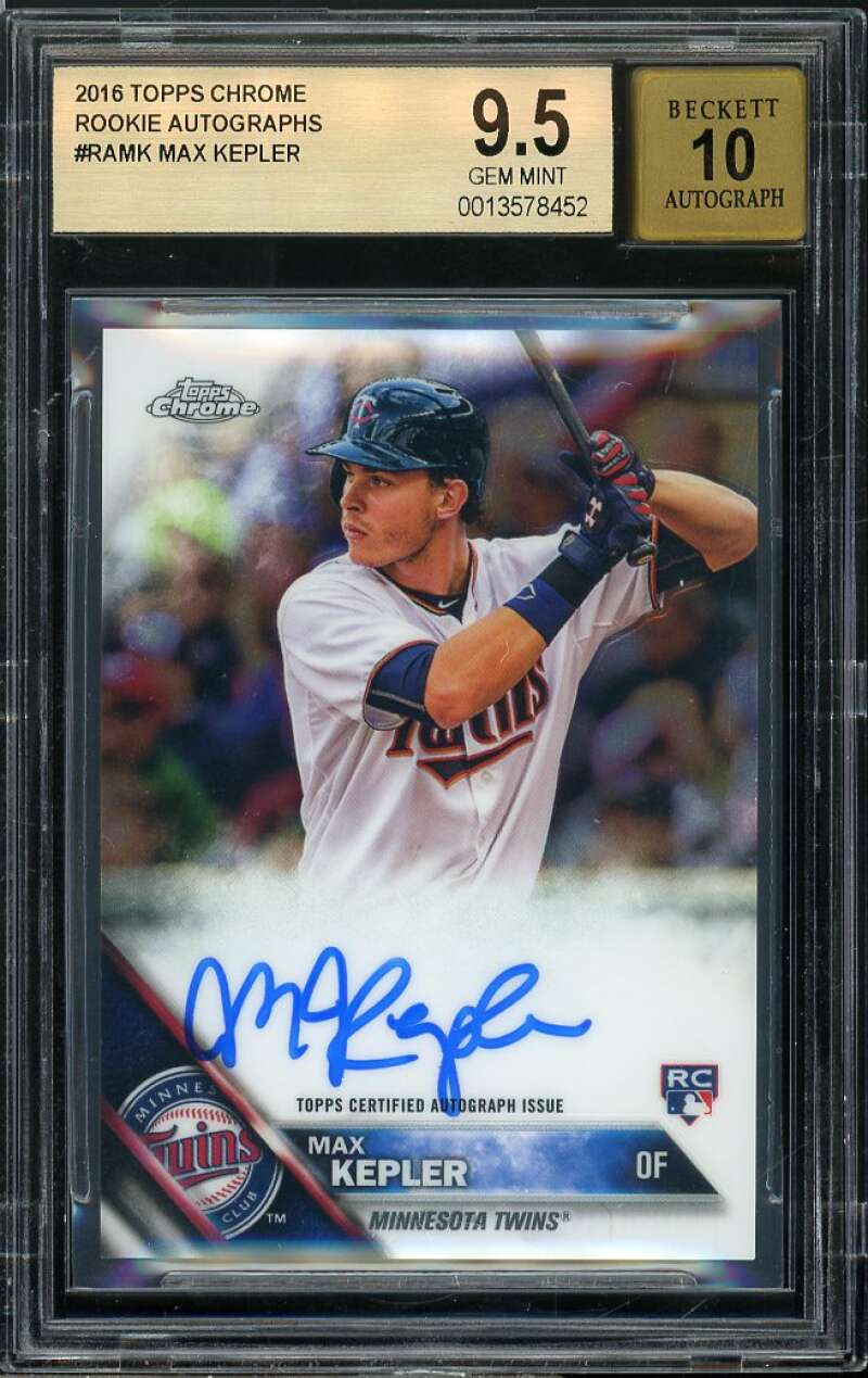 Max Kepler Rookie Card 2016 Topps Chrome Rookie Autographs #RAMK BGS 9.5 Image 1