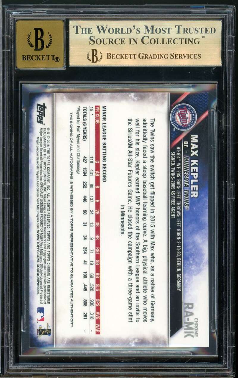 Max Kepler Rookie Card 2016 Topps Chrome Rookie Autographs #RAMK BGS 9.5 Image 2