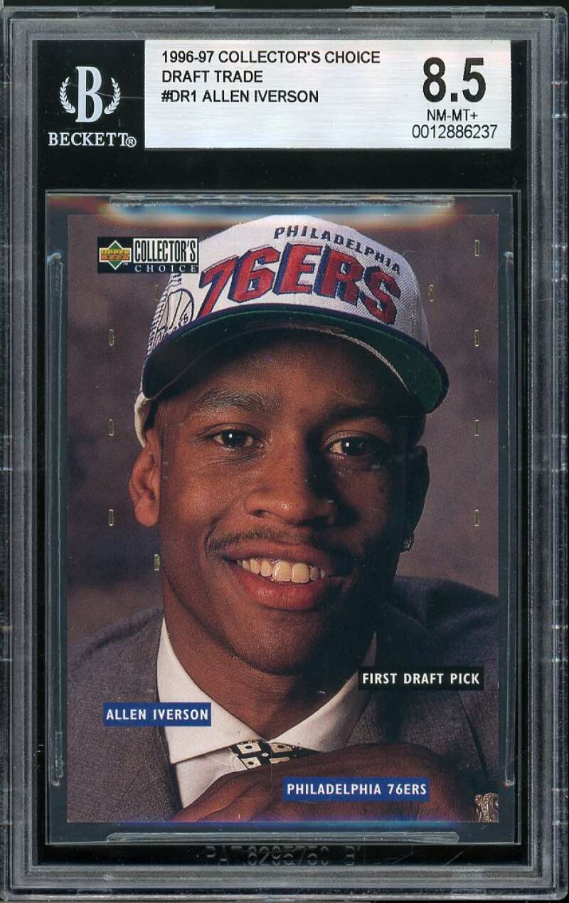 Allen Iverson Rookie Card 1996-97 Collector's Choice Draft Trade #DR1 BGS 8.5 Image 1