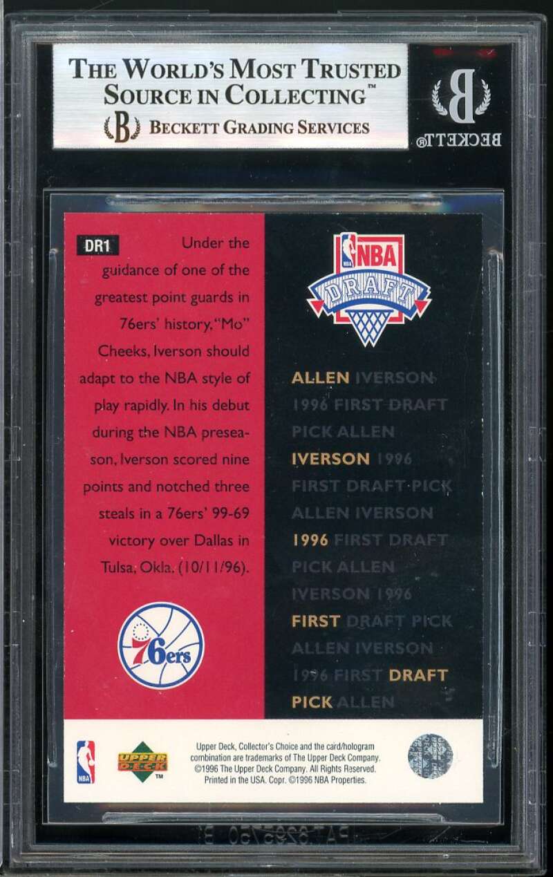 Allen Iverson Rookie Card 1996-97 Collector's Choice Draft Trade #DR1 BGS 8.5 Image 2