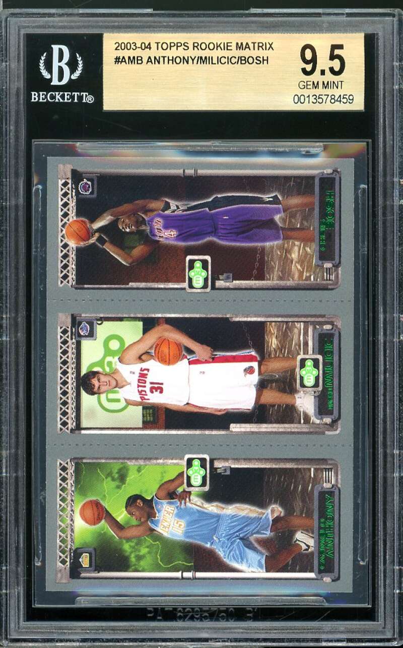 Carmelo / Milicic / Dwyane Wade Rookie 2003-04 Topps Rookie Matrix #AMB BGS 9.5 Image 1