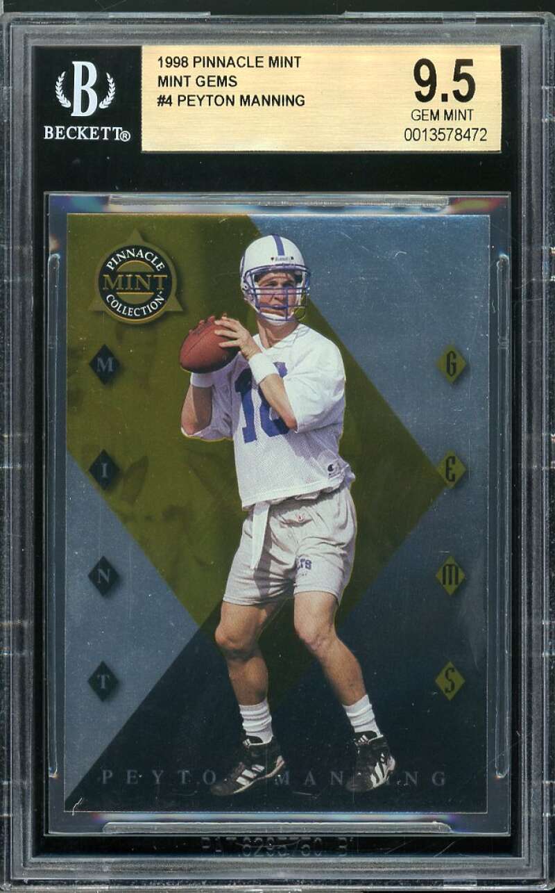 Peyton Manning Rookie Card 1998 Pinnacle Mint Mint Gems #4 BGS 9.5 Image 1