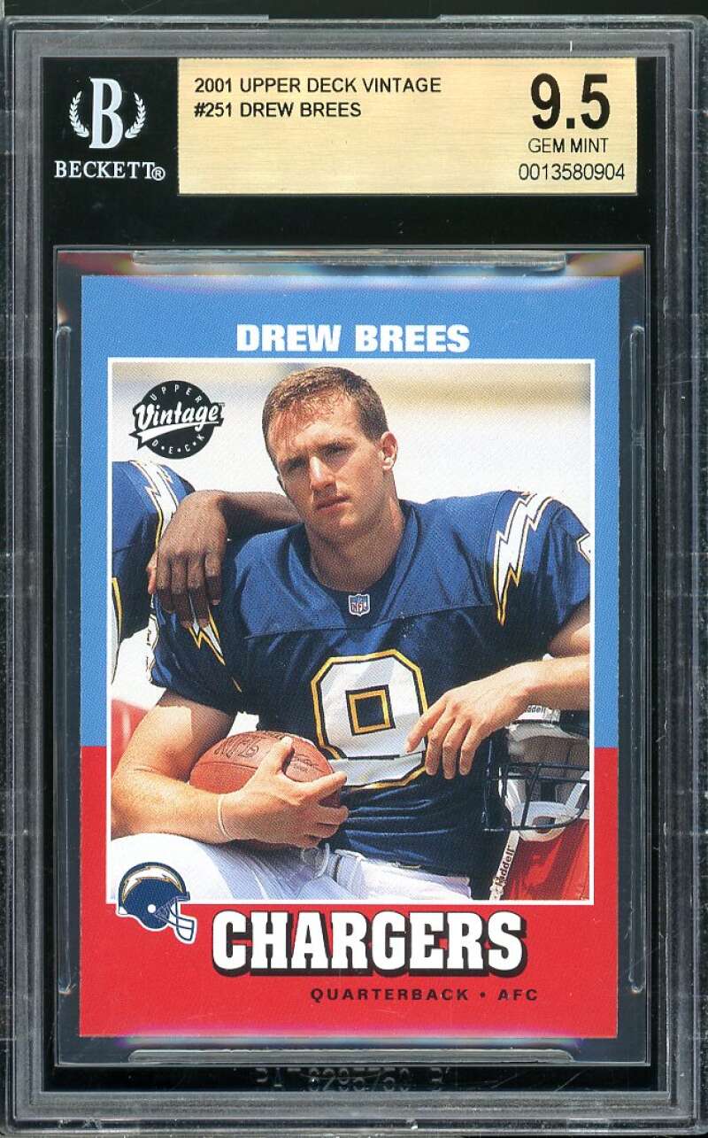 Drew Brees Rookie Card 2001 Upper Deck Vintage #251 BGS 9.5 Image 1