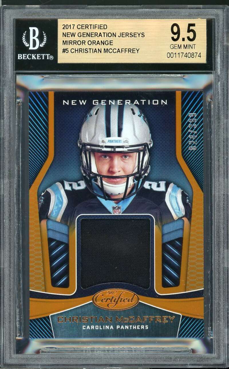 Christian McCaffrey Rookie 2017 Certified NG Jerseys Mirror Orange #5 BGS 9.5 Image 1