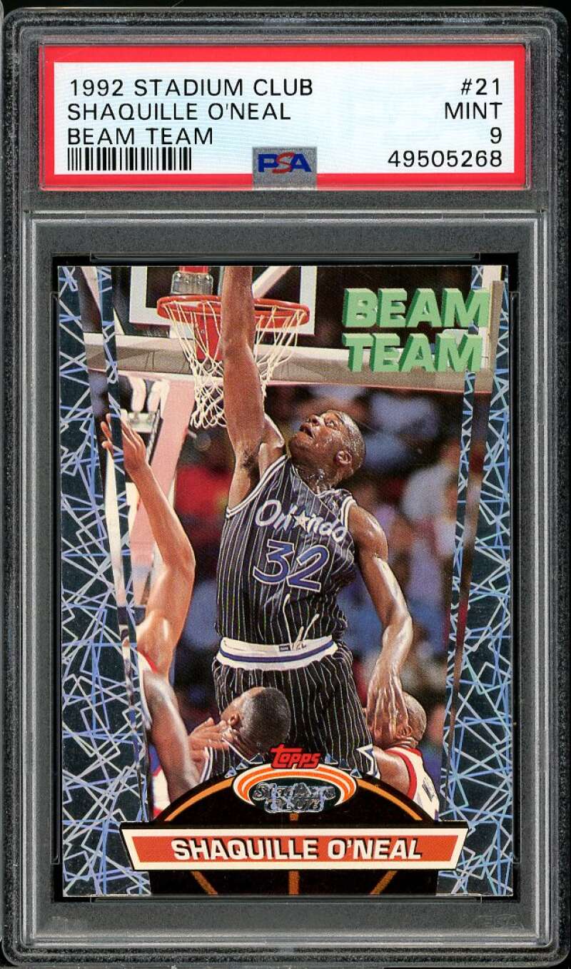 Shaquille O'Neal Rookie Card 1992-93 Stadium Club Beam Team #21 PSA 9 Image 1