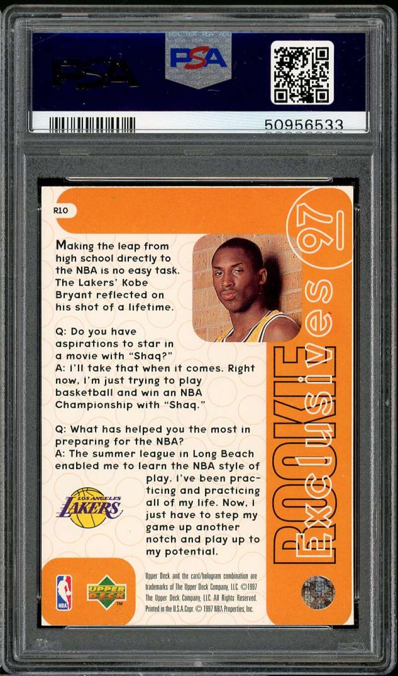Kobe Bryant Rookie Card 1996-97 Upper Deck Rookie Exclusives #R10 PSA 9 Image 2