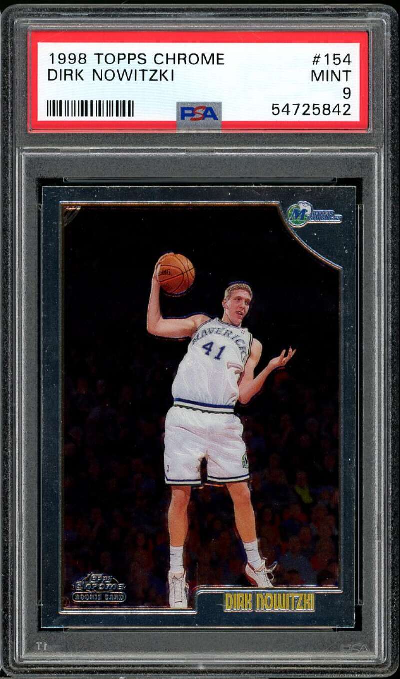 Dirk Nowitzki Rookie Card 1998-99 Topps Chrome #154 PSA 9 Image 1